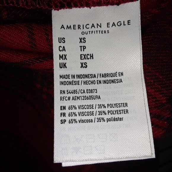 American Eagle Outfitters Red Plaid Button Down Shirt Ahh-mazinly Soft Boyfriend - Picture 7 of 7